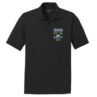 Spin Is My Happy Hour Funny Gym Workout Spinning Gift Cute Gift PosiCharge RacerMesh Polo