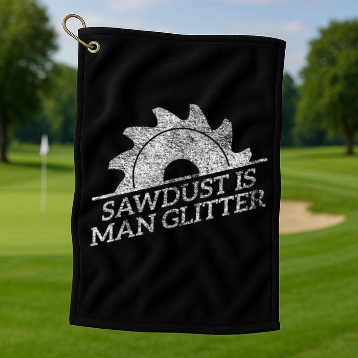 SAWDUST IS MAN GLITTER LUMBERJACK WOOD WORKER CARPENTER Golf Towel