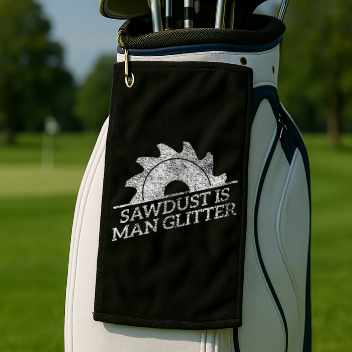 SAWDUST IS MAN GLITTER LUMBERJACK WOOD WORKER CARPENTER Golf Towel