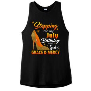 Stepping Into My July Birthday With God's Grace And Mercy Ladies PosiCharge Tri-Blend Wicking Tank