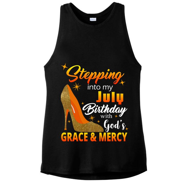 Stepping Into My July Birthday With God's Grace And Mercy Ladies PosiCharge Tri-Blend Wicking Tank