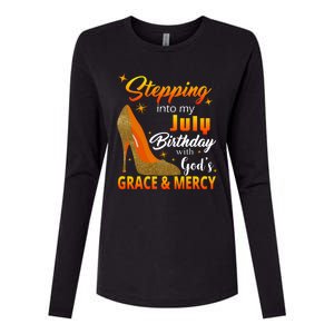 Stepping Into My July Birthday With God's Grace And Mercy Womens Cotton Relaxed Long Sleeve T-Shirt