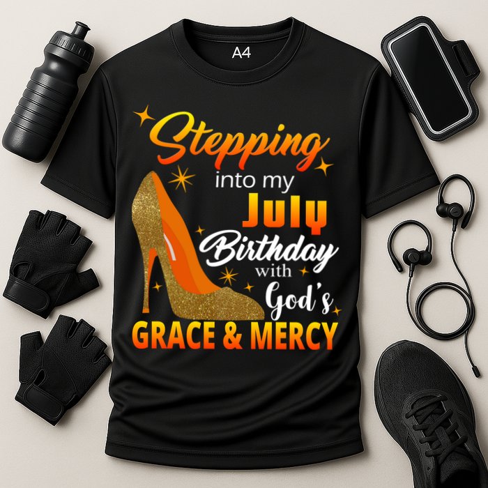 Stepping Into My July Birthday With God's Grace And Mercy Cooling Performance Crew T-Shirt