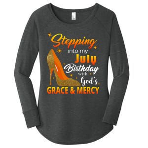 Stepping Into My July Birthday With God's Grace And Mercy Women's Perfect Tri Tunic Long Sleeve Shirt