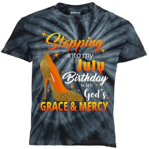 Stepping Into My July Birthday With God's Grace And Mercy Kids Tie-Dye T-Shirt