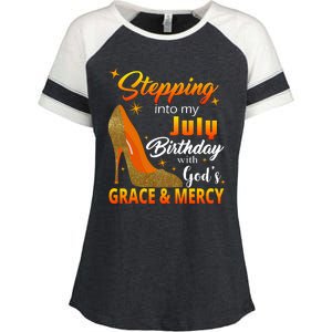 Stepping Into My July Birthday With God's Grace And Mercy Enza Ladies Jersey Colorblock Tee