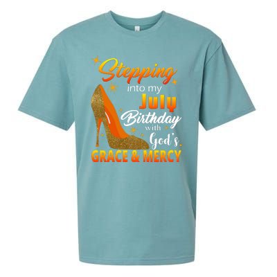 Stepping Into My July Birthday With God's Grace And Mercy Sueded Cloud Jersey T-Shirt