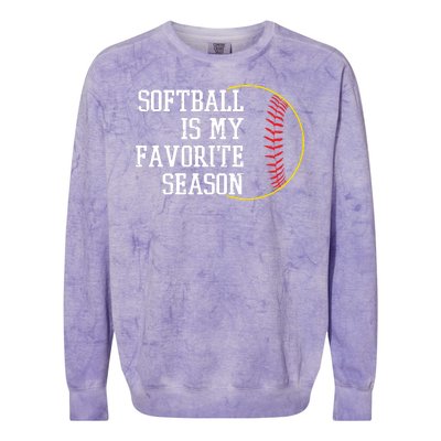 Softball Is My Favorite Season Colorblast Crewneck Sweatshirt