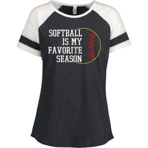 Softball Is My Favorite Season Enza Ladies Jersey Colorblock Tee