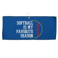 Softball Is My Favorite Season Large Microfiber Waffle Golf Towel