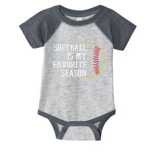 Softball Is My Favorite Season Infant Baby Jersey Bodysuit