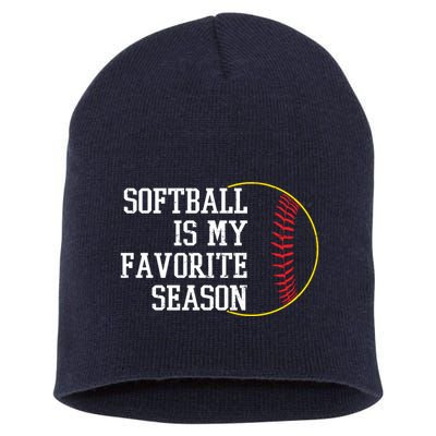 Softball Is My Favorite Season Short Acrylic Beanie