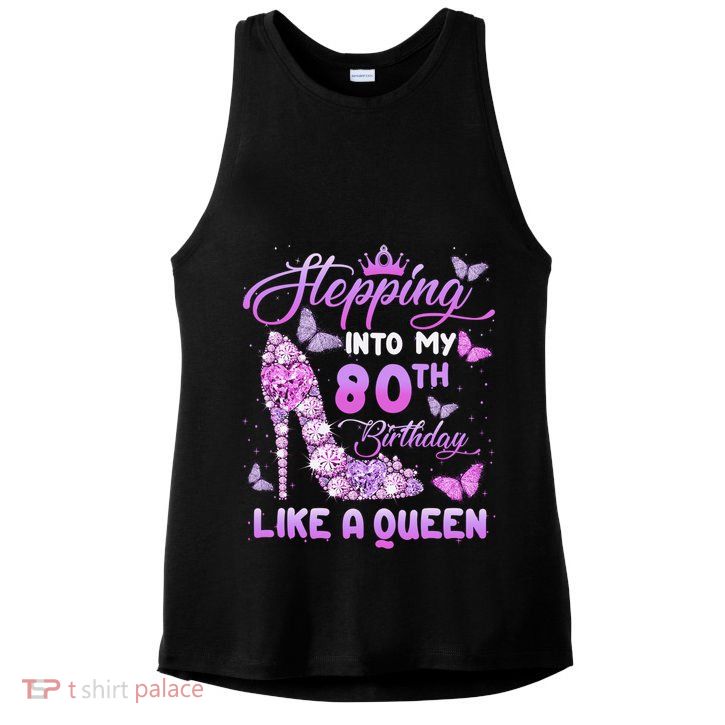 Stepping Into My 80th Birthday Diamond Crown Ladies PosiCharge Tri-Blend Wicking Tank