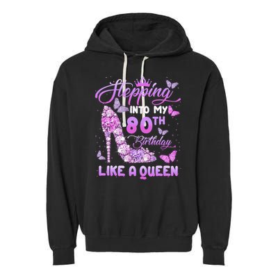 Stepping Into My 80th Birthday Diamond Crown Garment-Dyed Fleece Hoodie