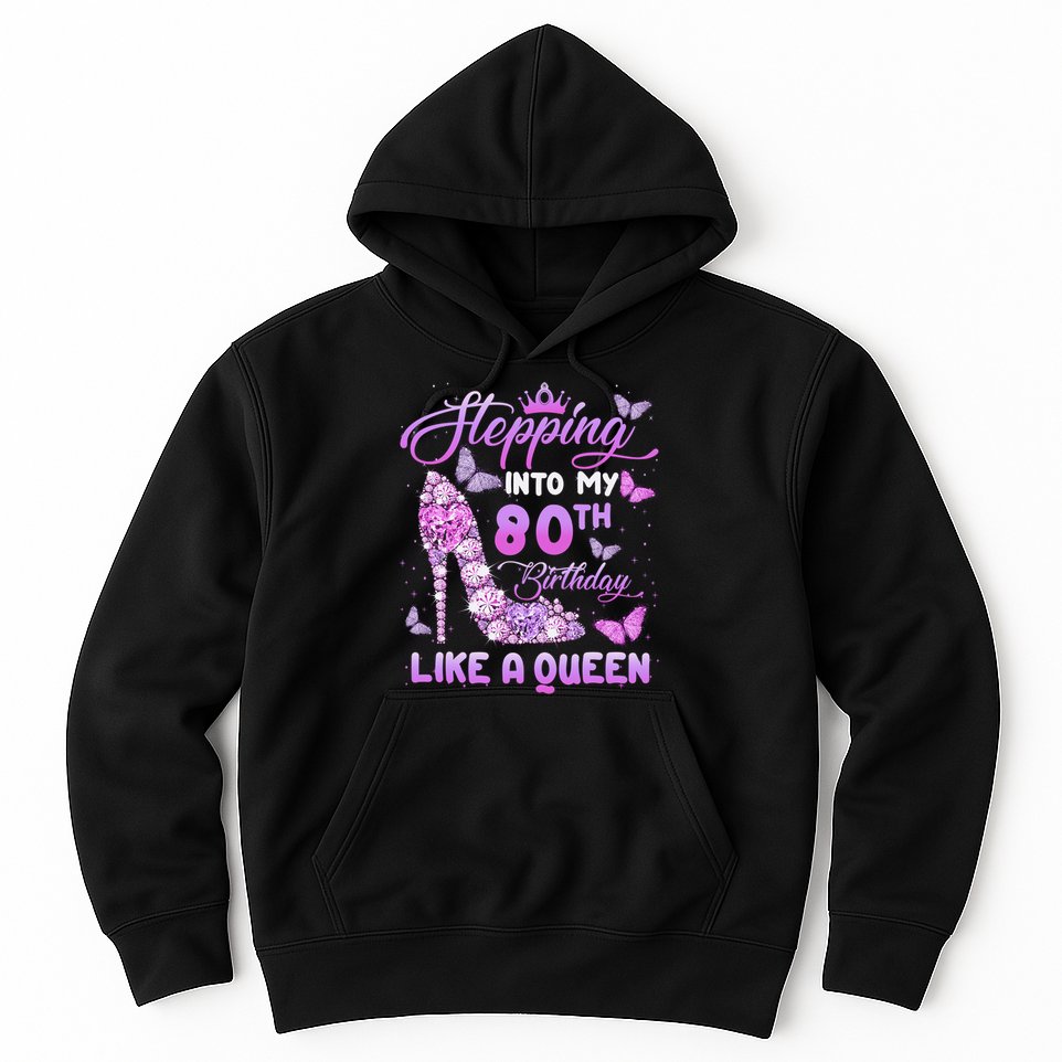 Stepping Into My 80th Birthday Diamond Crown Hoodie