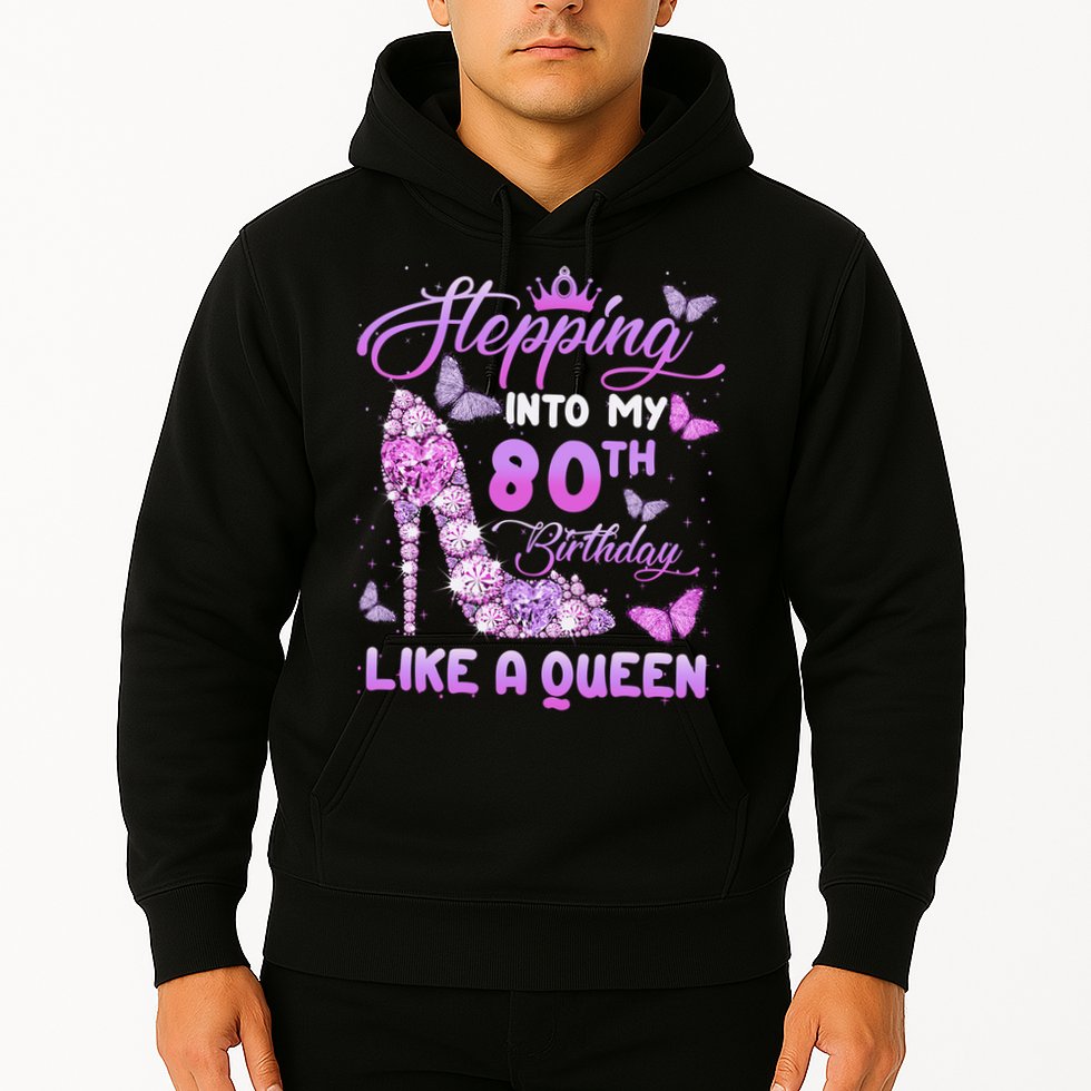 Stepping Into My 80th Birthday Diamond Crown Hoodie