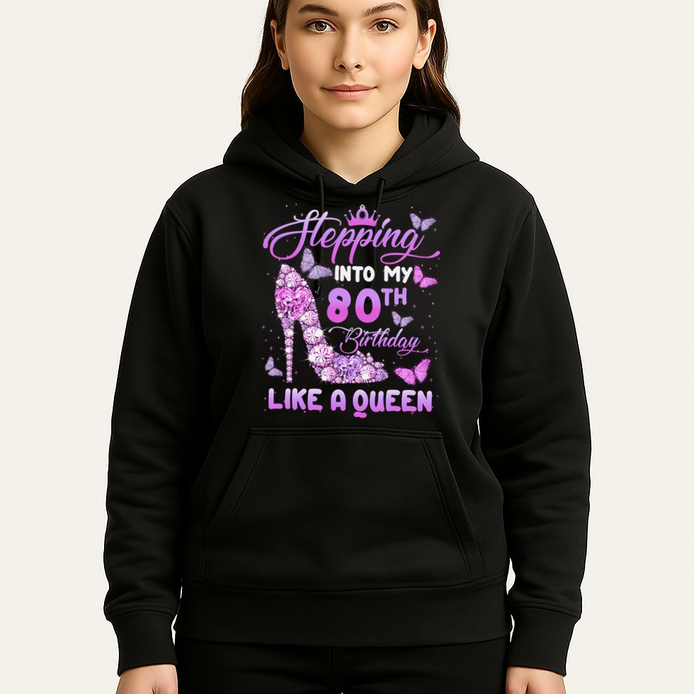 Stepping Into My 80th Birthday Diamond Crown Hoodie