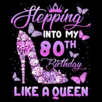 Stepping Into My 80th Birthday Diamond Crown Button