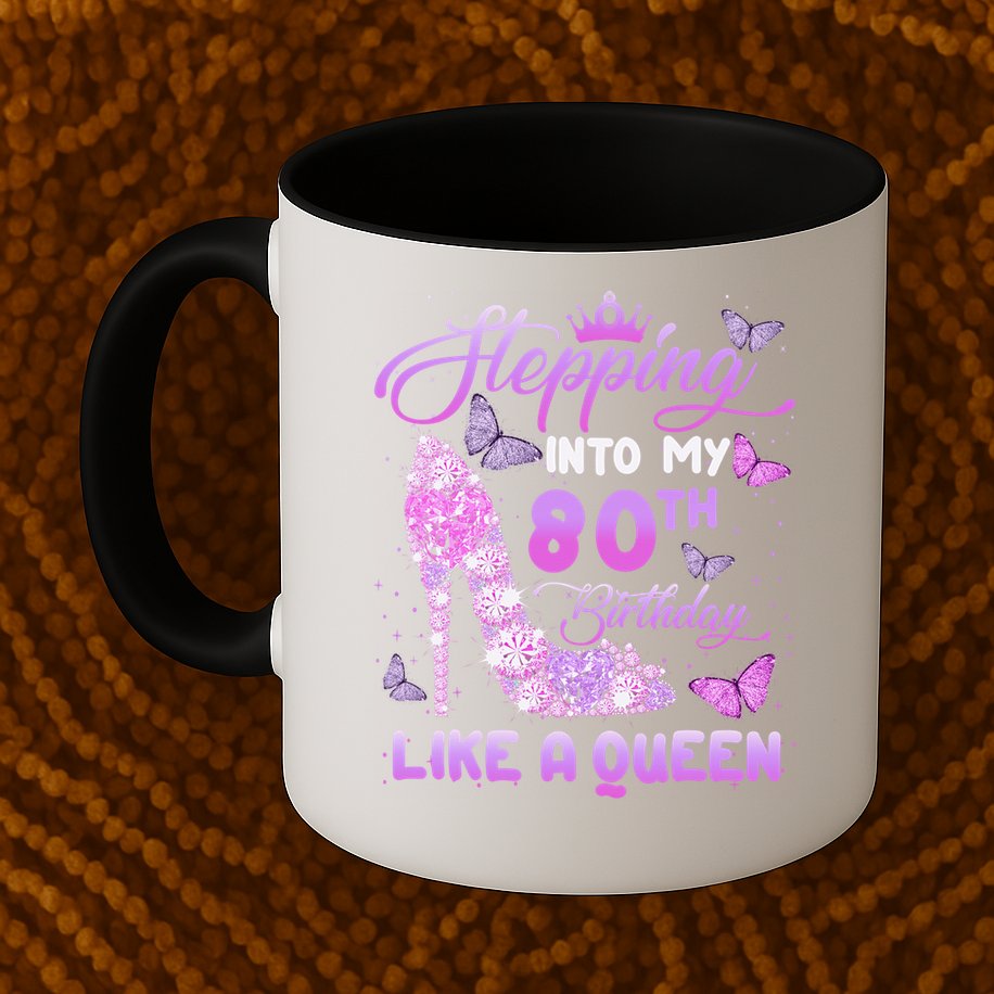 Stepping Into My 80th Birthday Diamond Crown Mug