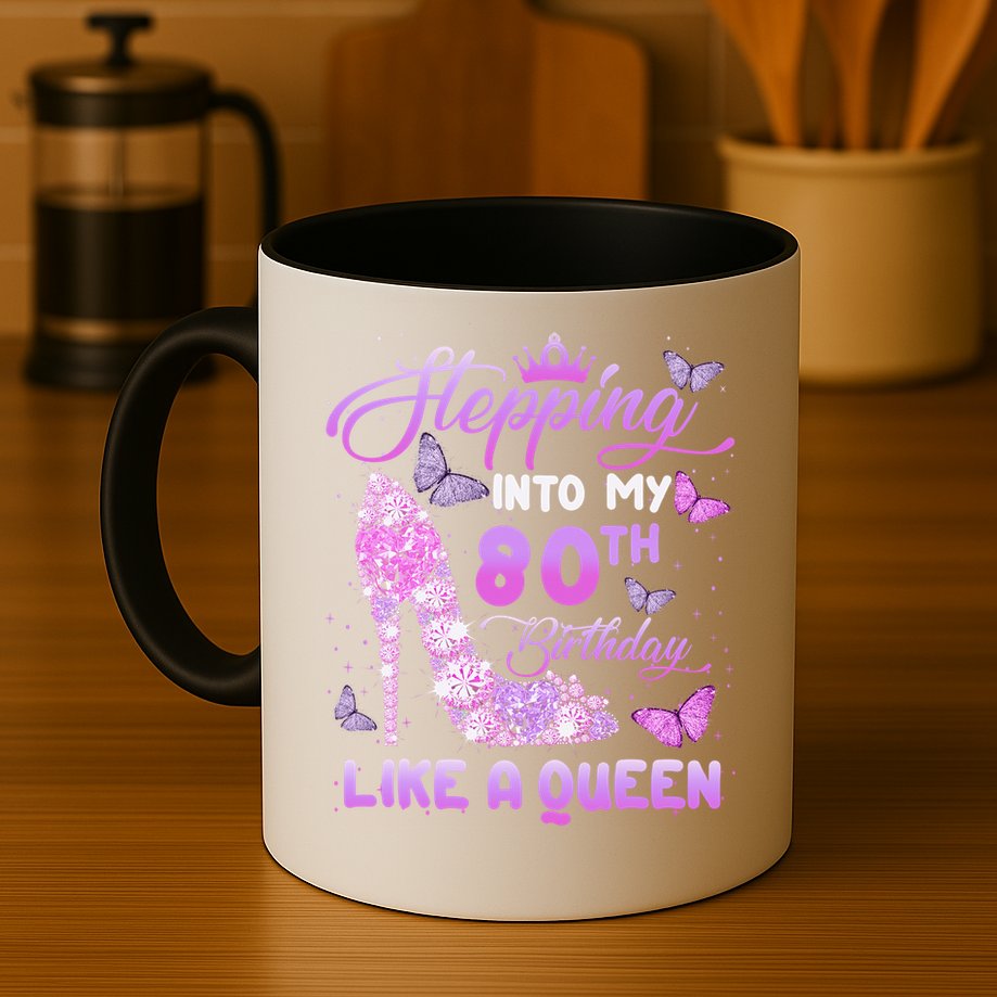 Stepping Into My 80th Birthday Diamond Crown Mug