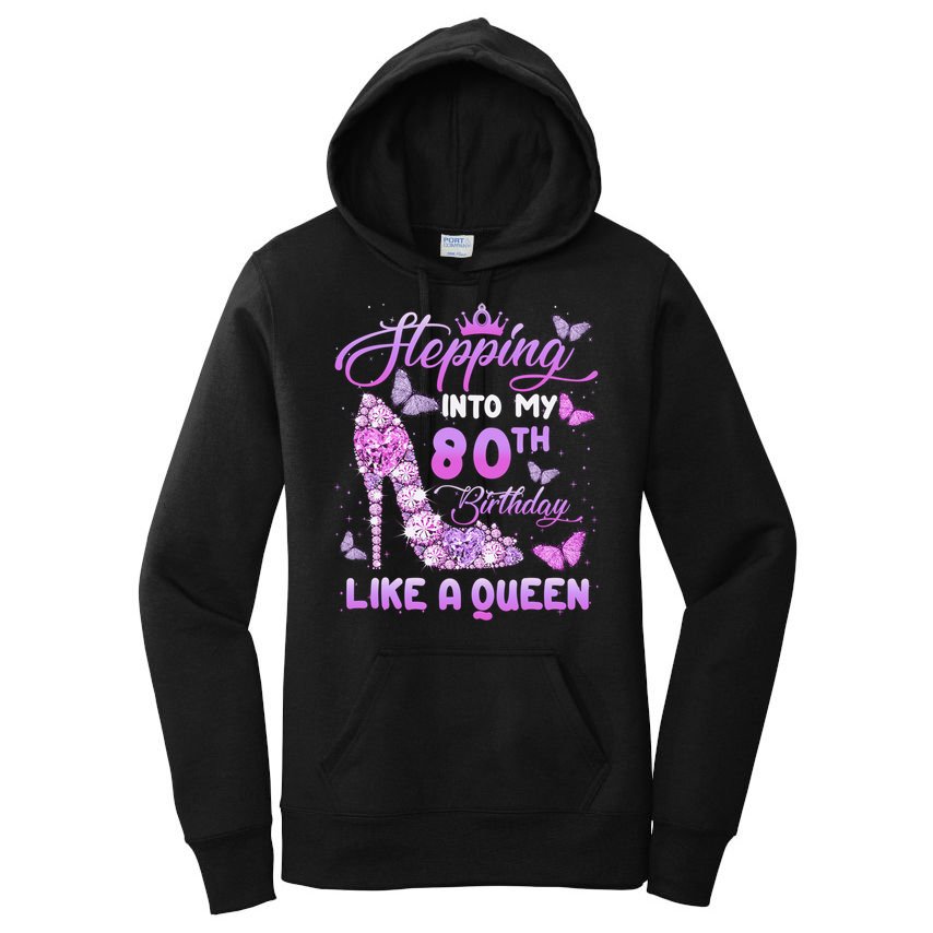 Stepping Into My 80th Birthday Diamond Crown Women's Pullover Hoodie