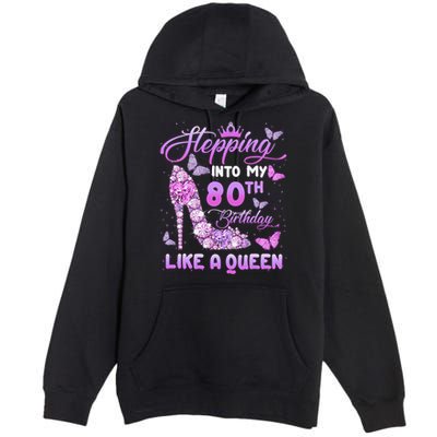 Stepping Into My 80th Birthday Diamond Crown Premium Pullover Hoodie