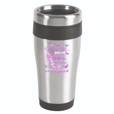 Stepping Into My 80th Birthday Diamond Crown 16oz Travel Tumbler