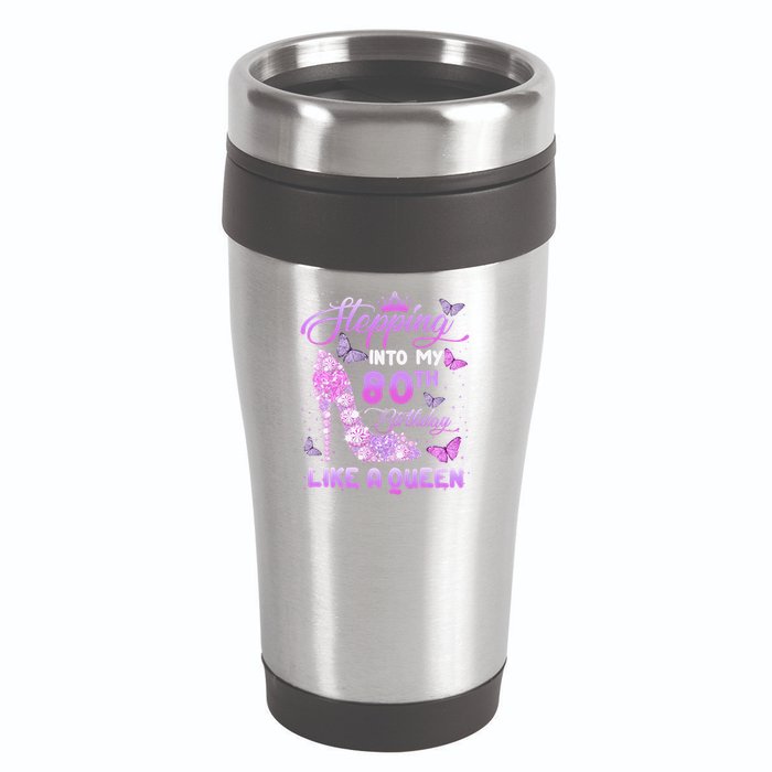 Stepping Into My 80th Birthday Diamond Crown 16oz Travel Tumbler
