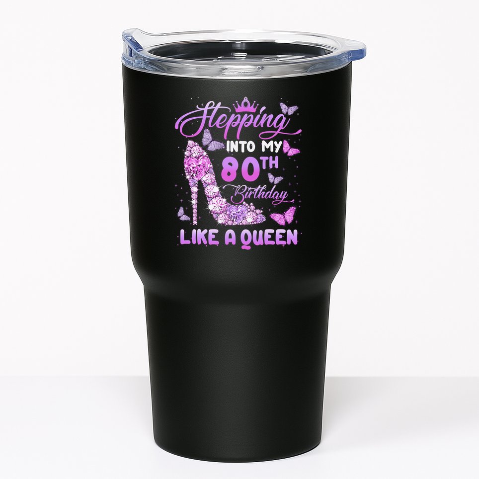 Stepping Into My 80th Birthday Diamond Crown Tumbler