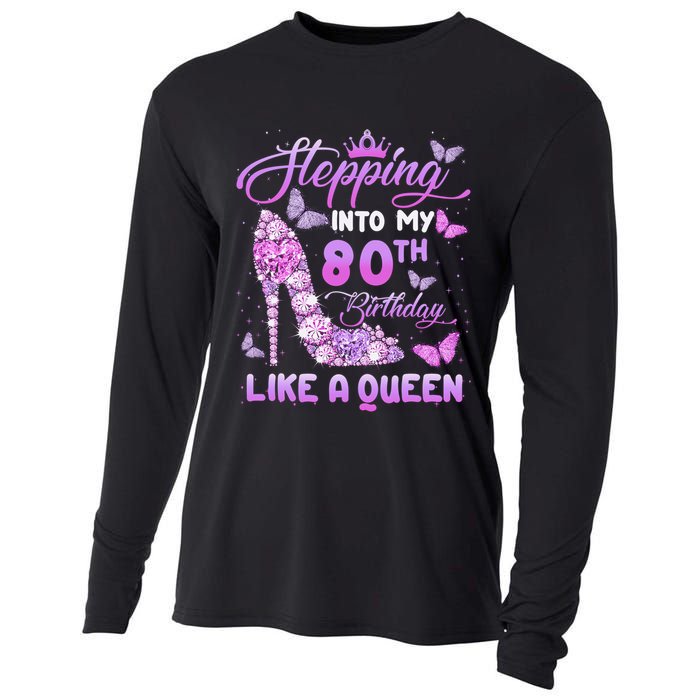 Stepping Into My 80th Birthday Diamond Crown Cooling Performance Long Sleeve Crew