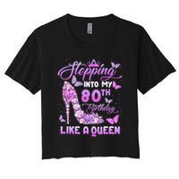 Stepping Into My 80th Birthday Diamond Crown Women's Crop Top Tee
