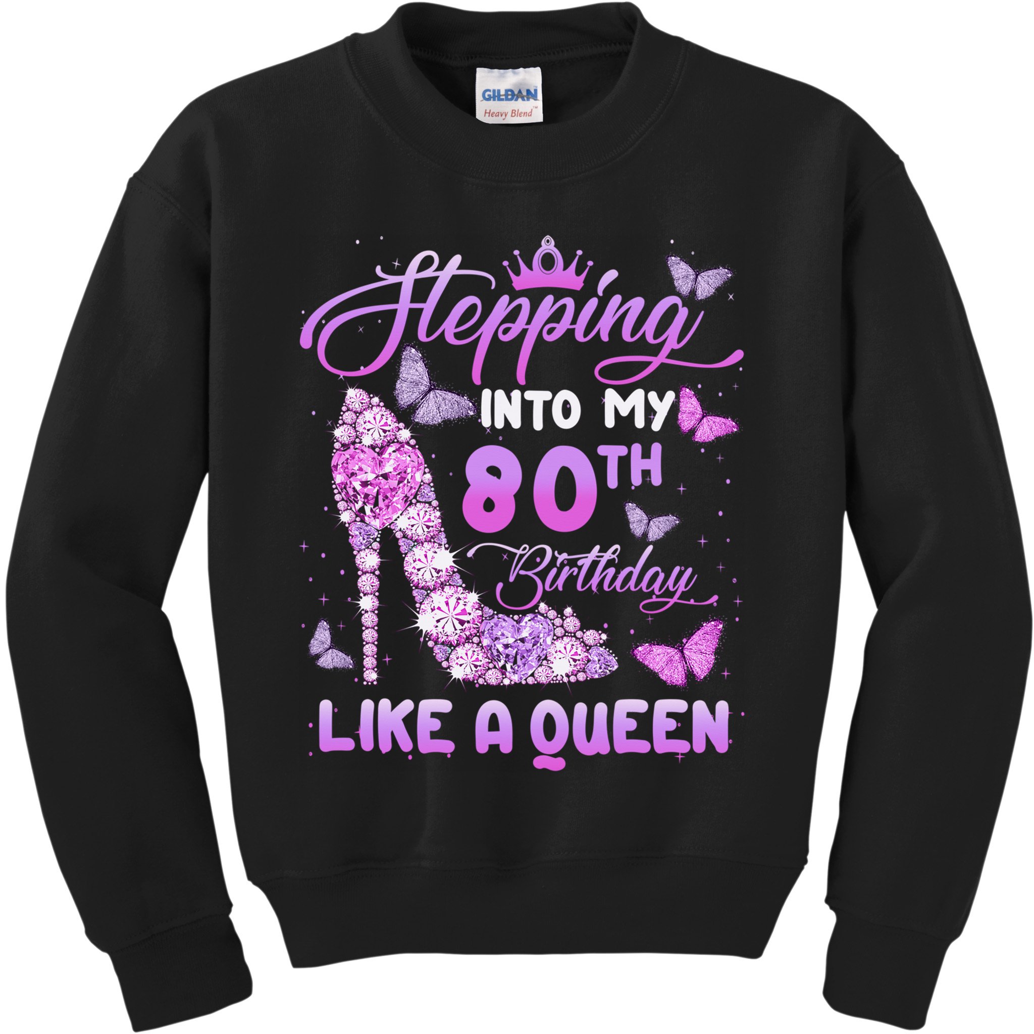 Stepping Into My 80th Birthday Diamond Crown Kids Sweatshirt