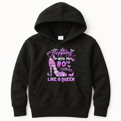 Stepping Into My 80th Birthday Diamond Crown Kids Hoodie