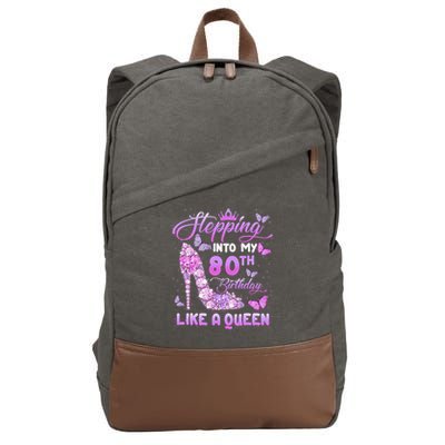 Stepping Into My 80th Birthday Diamond Crown Cotton Canvas Backpack