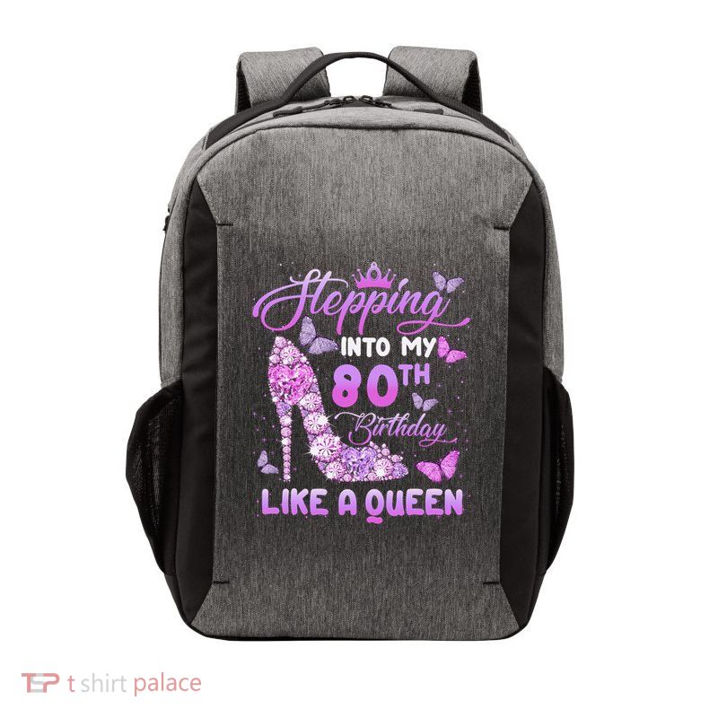 Stepping Into My 80th Birthday Diamond Crown Vector Backpack