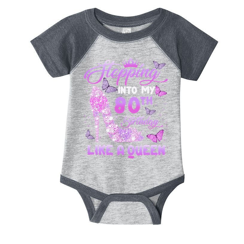 Stepping Into My 80th Birthday Diamond Crown Infant Baby Jersey Bodysuit