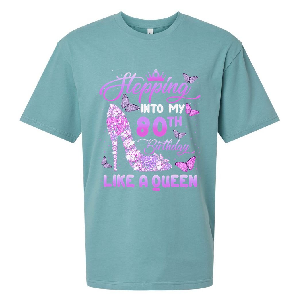 Stepping Into My 80th Birthday Diamond Crown Sueded Cloud Jersey T-Shirt