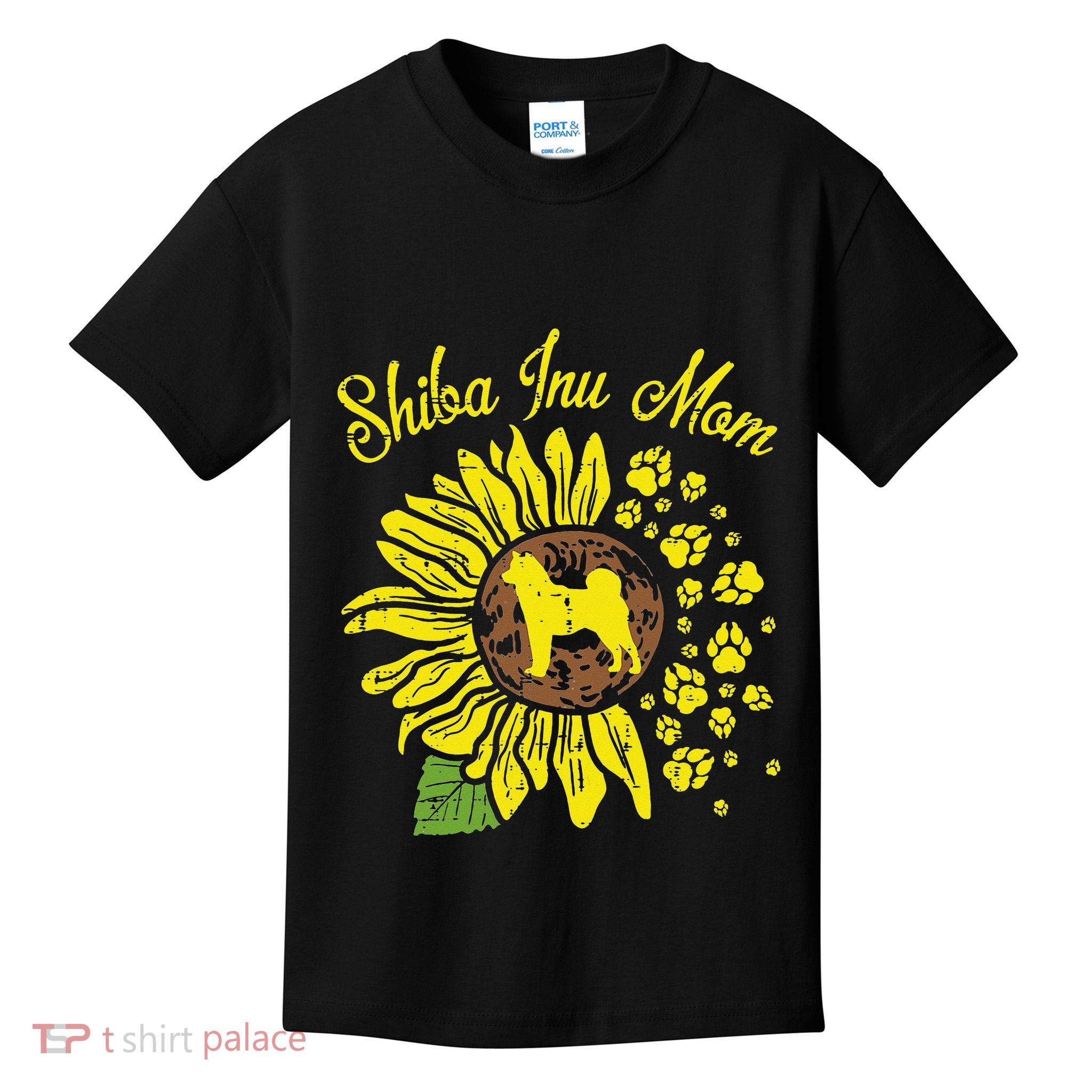 Shiba Inu Mom Sunflower Japanese Akita Dog Lover Kids T-Shirt