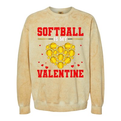 Softball Is My Valentine Softball Heart Softball Lover Gifts Colorblast Crewneck Sweatshirt