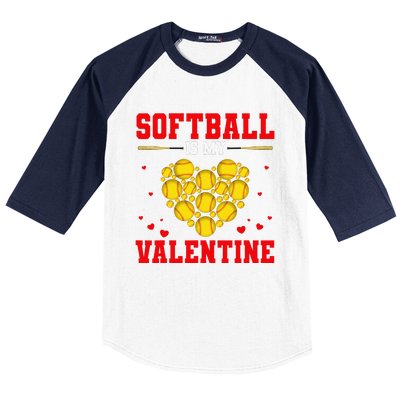 Softball Is My Valentine Softball Heart Softball Lover Gifts Baseball Sleeve Shirt