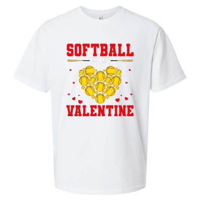 Softball Is My Valentine Softball Heart Softball Lover Gifts Sueded Cloud Jersey T-Shirt