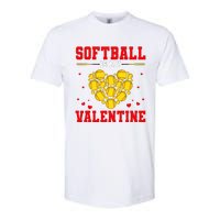 Softball Is My Valentine Softball Heart Softball Lover Gifts Softstyle CVC T-Shirt