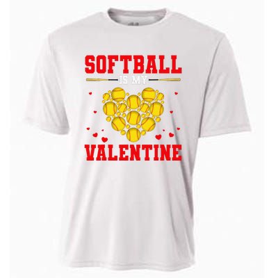 Softball Is My Valentine Softball Heart Softball Lover Gifts Cooling Performance Crew T-Shirt