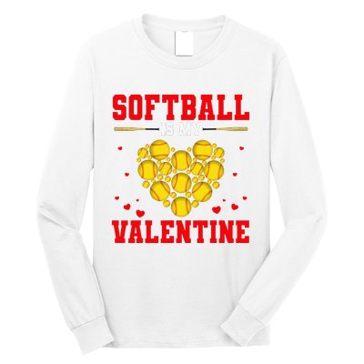 Softball Is My Valentine Softball Heart Softball Lover Gifts Long Sleeve Shirt