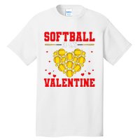 Softball Is My Valentine Softball Heart Softball Lover Gifts Tall T-Shirt