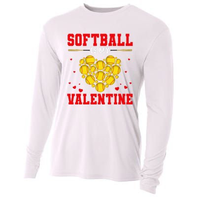 Softball Is My Valentine Softball Heart Softball Lover Gifts Cooling Performance Long Sleeve Crew