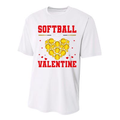 Softball Is My Valentine Softball Heart Softball Lover Gifts Performance Sprint T-Shirt