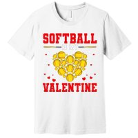 Softball Is My Valentine Softball Heart Softball Lover Gifts Premium T-Shirt