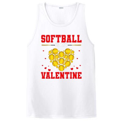 Softball Is My Valentine Softball Heart Softball Lover Gifts PosiCharge Competitor Tank