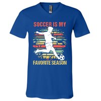 Soccer Is My Favorite Season Vintage Funny Soccer Gift V-Neck T-Shirt